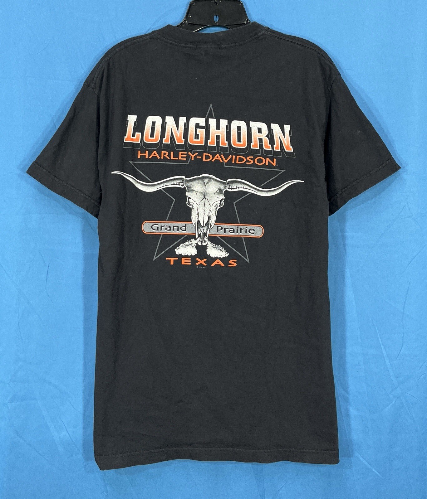 HARLEY DAVIDSON Longhorn GRAND PRAIRIE TEXAS Black JERSEY KNIT Graphic T-SHIRT S