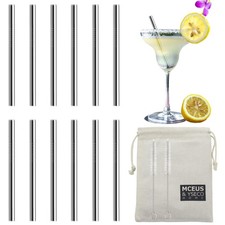 12 Pack 4.7 Inch Extra Short Metal Cocktails Straws, Reusable Stainless Steel...