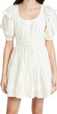 Ulla Johnson Women’s Naomi Mini Dress Size 6 Cream Blanc Puff Sleeve Tiered boho