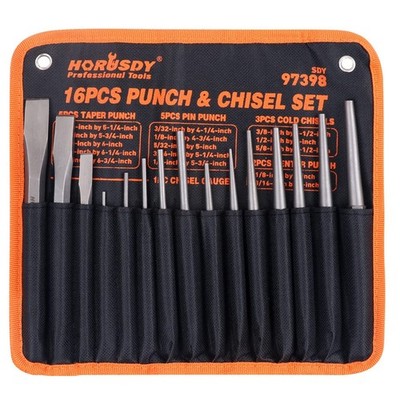 HORUSDY 16-Piece Punch and Chisel Set, Including Taper, Cold