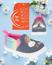 Wonder Nation Baby Girl Casual Critter Shoes, SIZE 2  Newborn BE HAPPY