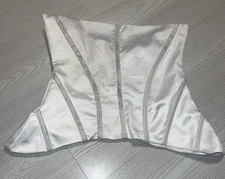 Maniere De Voir Corset Top Womens Size 12 White Cropped Hook & Eye Closure