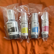 Genuine Epson 502 EcoTank Inkjet Refill Bottle Set Black Yellow Cyan Magenta