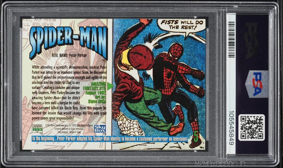 PSA 10 - Spider-Man #5 - 1993 Marvel Masterpieces Skybox Vintage Michael Kaluta - Image 3 of 4