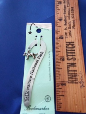 Yellowstone National Park Dog Charm Bookmark 3'' Silver Tone Metal Usa Made