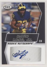 2019 Sage Hit Premier Draft Rookie Black David Long Jr #A23 Auto 1o3