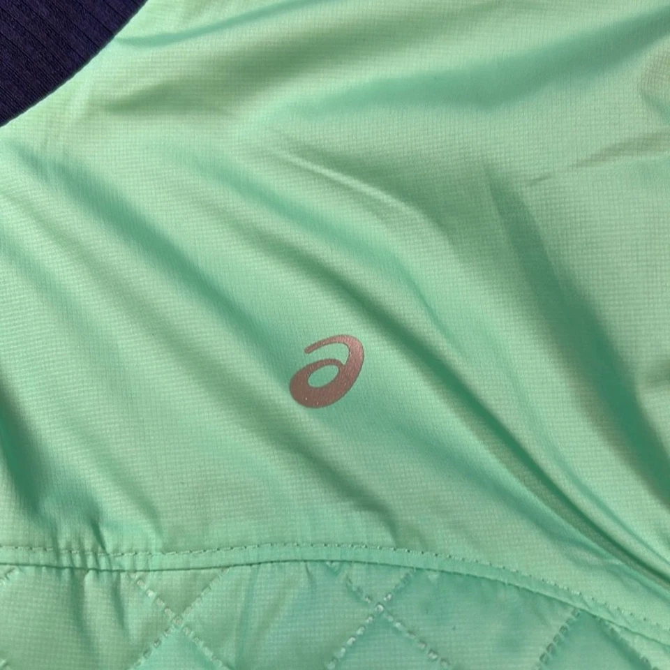 Chaqueta acolchada/acolchada para correr Asics verde azulado y azul marino para mujer - mediana Foto 3 de 4