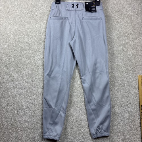 Under Armour Boys Youth Baseball Pants SMALL Gray Tapered Fit Stain Release NEW - Picture 2 of 8