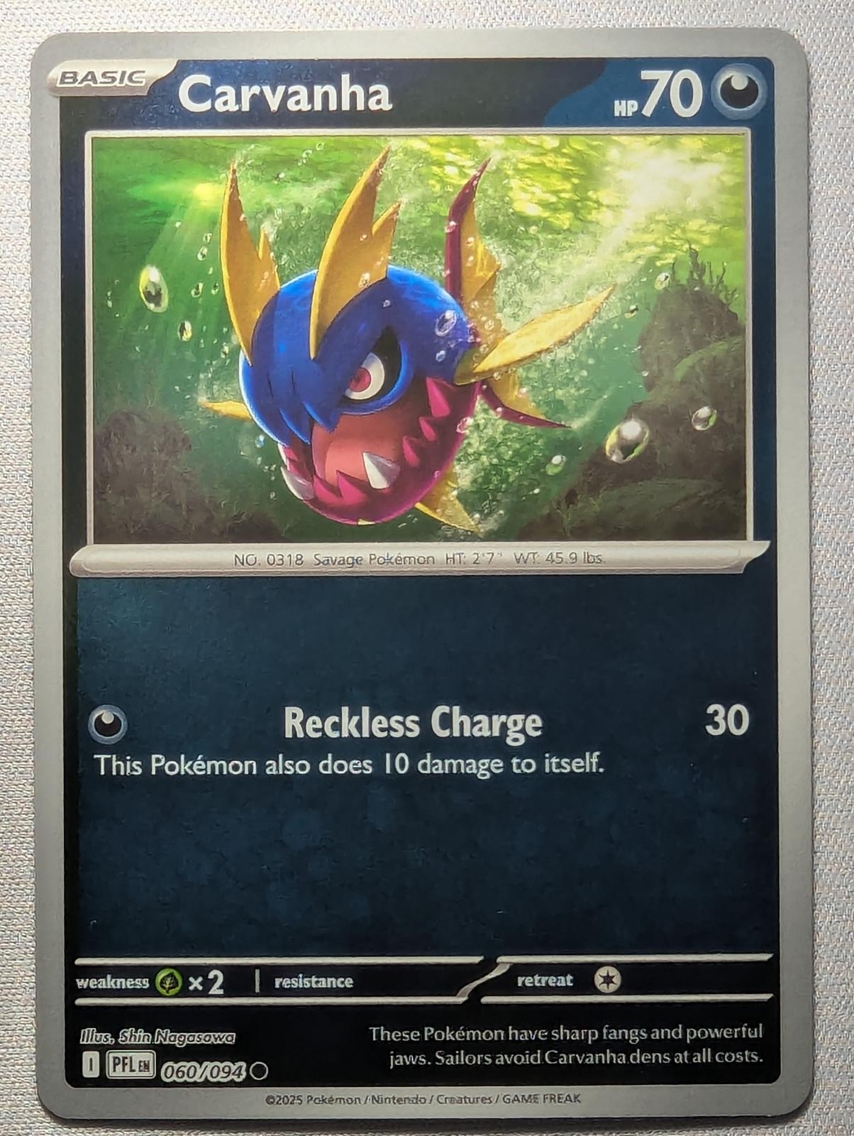 Carvanha 060/094 Common Phantasmal Flames Pokemon Reverse Holo Near Mint