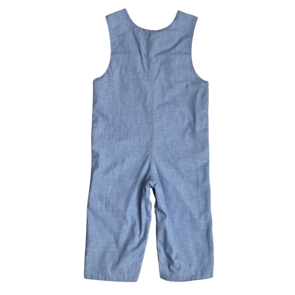 PETIT BEBE Blue Gingham camion con cassone ribaltabile pezzo unico salopette bambino ragazzi 3T - Immagine 4 di 4
