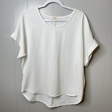 Jolie Made In Usa Sz S Relaxed Oversized White Hi Low Blouse Sleeve Shirt