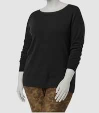 $160 I.N.C International Concepts Womens Black Ruched Long Sleeve Sweater Size L