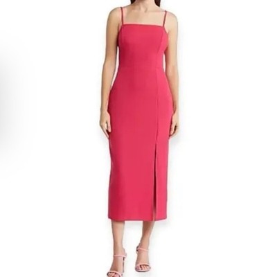 Melloday Techno Crepe Square Neck Dress Viva Magenta Women s Sz M