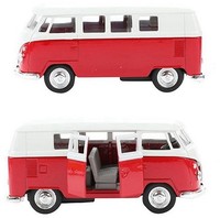 Volkswagen Vw T1 Bus 1963 Modellauto In 1:24 Welly Rot Mit RüCkzugmotor Neu