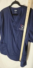 No Place Like Home Caregivers Scrub Top Large L Navy Blue V-Neck Pockets Nursing