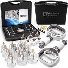 Professional Cupping Therapy Set - 18 Multi-Sized Vacuum Cups with Two Hand Pump
