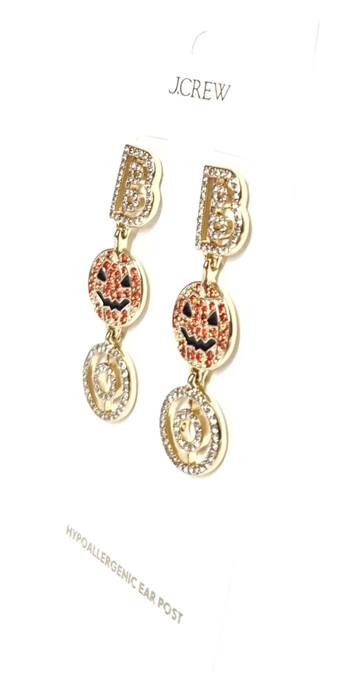 Pendientes J.Crew Factory Boo Cristal Naranja Negro Multicolor CN940 Nuevos Foto 3 de 4