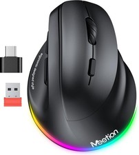 MEETION Ergonomic Mouse, Wireless Vertical Mouse RGB Backlit Rechargeable Mice f