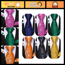 6 PCS Men's Silk Ties Set - Striped, Paisley, Floral Neckties Pocket Square -