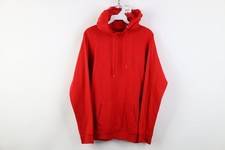 Vintage 70s Streetwear Mens Size Medium Faded Blank Hoodie Sweatshirt Red USA