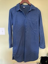 Old Navy Chambray Denim Shirt Dress XS Long Sleeve Pocket Collared Buttons