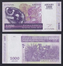 Madagascar 1000 Ariary Banknote = 5000 Francs 2004 P.-89a FDS/UNC