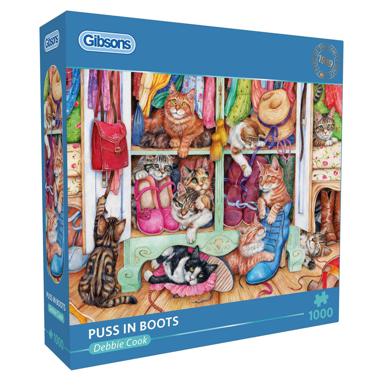 Gibsons Puss in Boots 1000 Piece Jigsaw Puzzle for Adults Cat Illustration Art