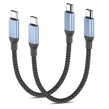 USB C to USB C Cable 1ft Braided 2 Pack Fast Charging PD 60W Short Type C Cord