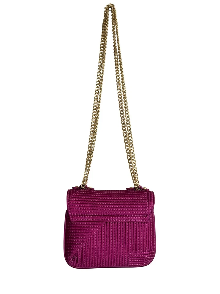 Mini Bandolera Talbots Rosa Magenta Tejida con Correa de Cadena Dorada NUEVO Foto 2 de 4