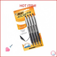 BIC Glide Black Retractable Ballpoint Pens, Medium Point 1.0mm , 4-Count Pack,