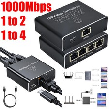 RJ45 Gigabit Ethernet Splitter 1000Mbps LAN Network 1 to 4 1 to 2 Out Adapter