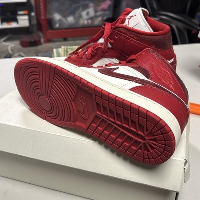 Nike Air Jordan 1 Mid SE Red Cracked Leather HJ9337-106 Womens
