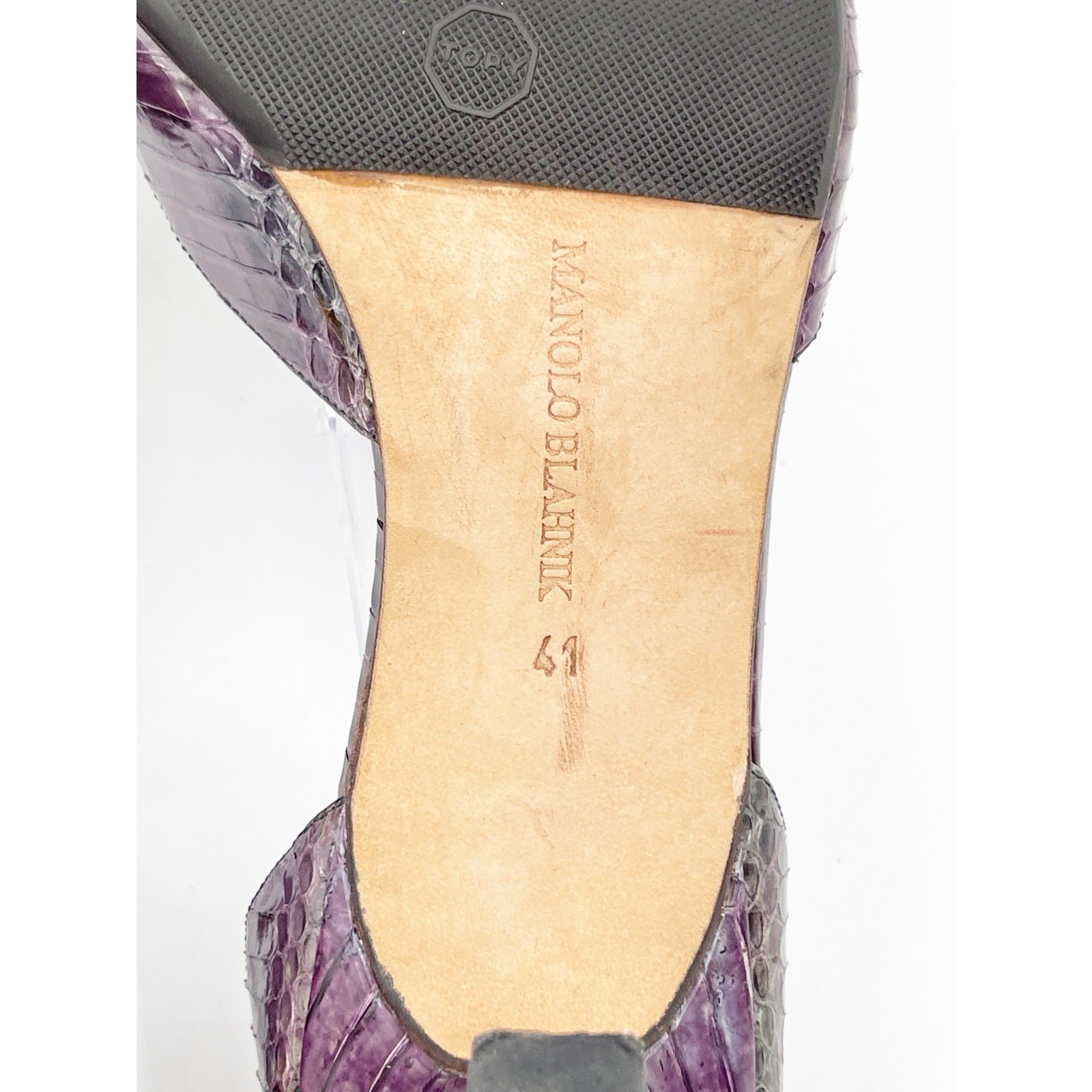 Manolo Blahnik Vintage Purple Gray Python Snakeskin Buckle Kitten Heels IT 41 image 10