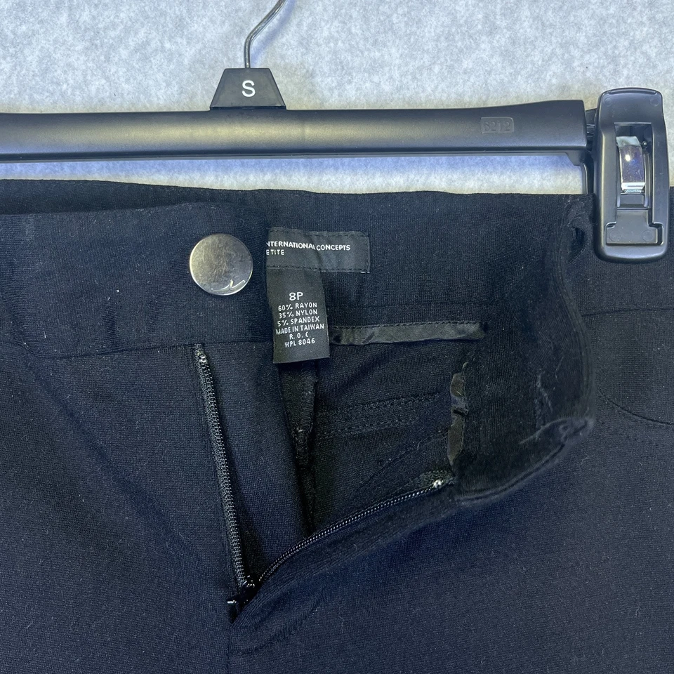 INC Women’s 8P Black Petite Slim Fit Mid Rise Stretch Office Career Pants 31x26 - Image 4 of 4