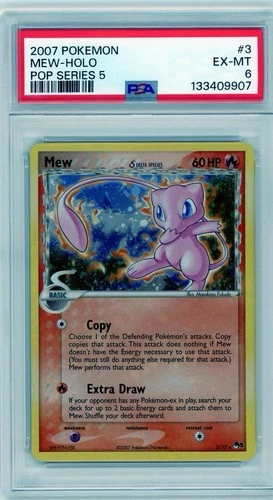 2007 Pokemon Pop Series 5 Mew Holo Corrected Back #3 PSA 6