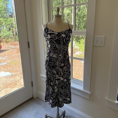 M&S Marks and Spencers Women s Black White Floral String Strap Maxi Dress Size S