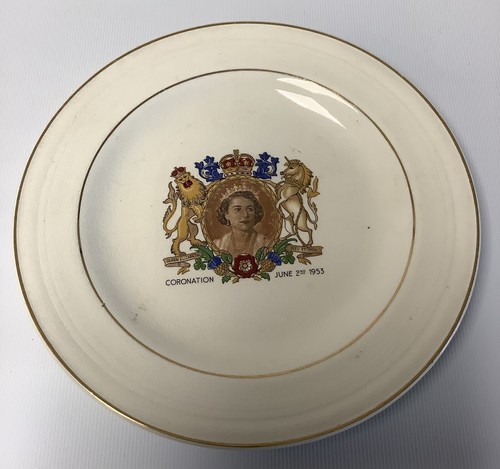 Queen Elizabeth II 1953 Coronation Side Plates Set of Six Plex St Pottery - Picture 2 of 6