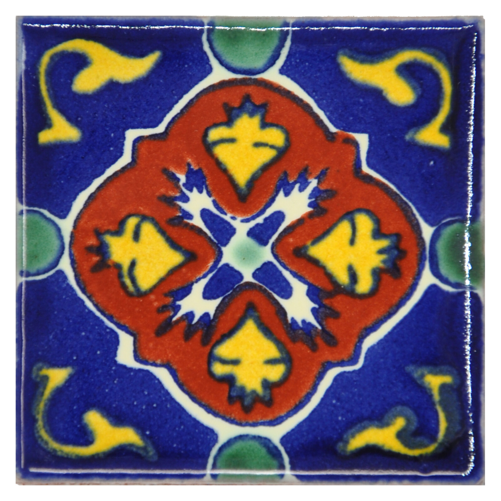 Lola - Handmade Mexican Ceramic Talavera Small 5cm Tile Ethically Sourced