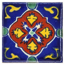 Lola - Handmade Mexican Ceramic Talavera Small 5cm Tile Ethically Sourced