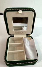 Benevolence Square Travel Jewelry Organizer Box with Mirror - Green Velvet