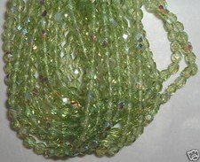 AL196 CZECH 4mm Fire Polished Glass Beads-OLIVINE AB-50