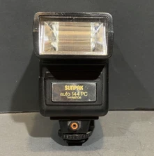 Vintage Sunpak Auto 144 PC Thyristor Tilt Flash Shoe Mount Untested Hong Kong