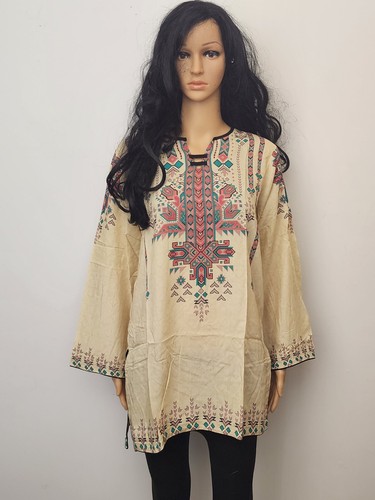 Pakistani/Indian Kurti Kurta Punjabi Desi Dress Kameez Size M Top Linen Shirt - Picture 2 of 5