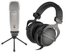 Samson C01u Pro Recording Podcasting Microphone+beyerdynamic Headphones