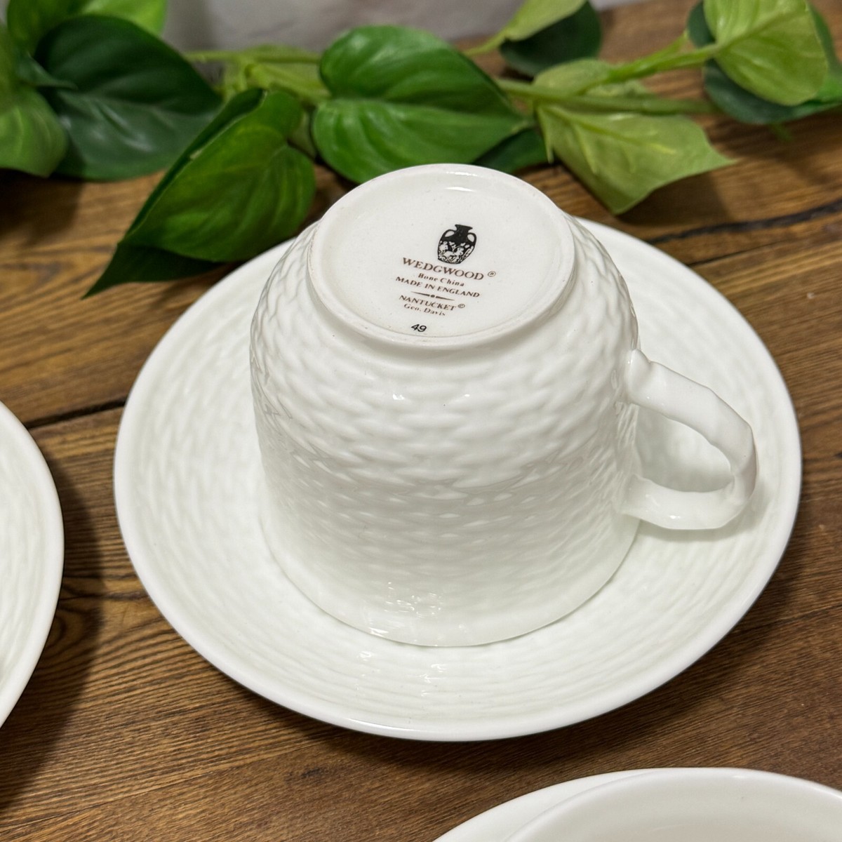Wedgwood Nantucket Basket Weave Bone China Coffee Tea Cups 