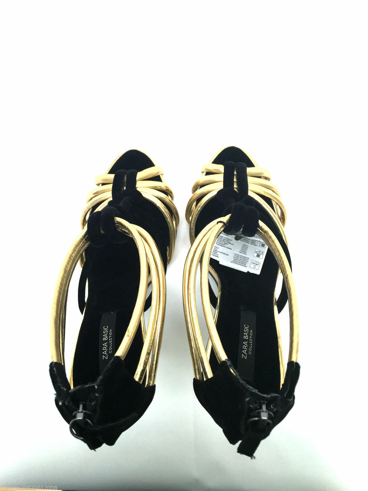 Zara Gold Velvet Strappy Sandals Heels Size UK3 EUR36 US6 Ref 6466 301