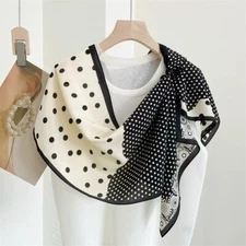 Womens Scarf 100% Silk Long Scarves Neck Shawl Wrap Polka Dot Design Gift 56"