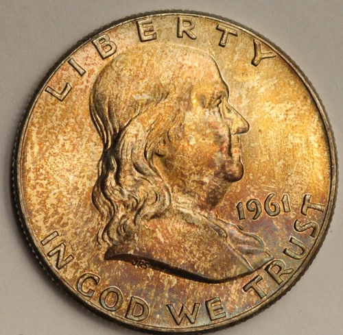 1961 Franklin Half Dollar, Gem Monster Toned BU