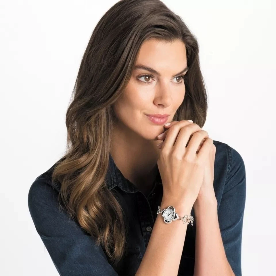 NUEVO CON ETIQUETAS BRIGHTON Bilbao Cristal Plata Pulsera Reloj Diseñador $125 Toggle Foto 3 de 4