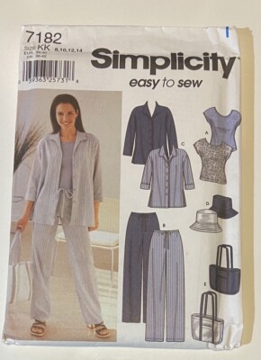 SImplicity 7182 Easy Wardrobe Pants Blouse Hat Tote Misses SIzes 8